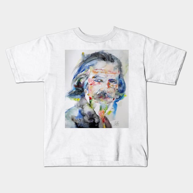 ALAN WATTS - watercolor portrait.3 Kids T-Shirt by lautir